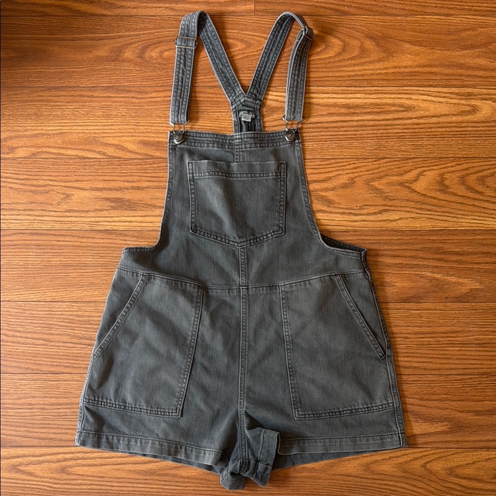 Aerie Gray Denim Overall Shorts